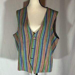 Vest For Women Handmade Size L or XL Reversible Pastel Eclectic Grannycore